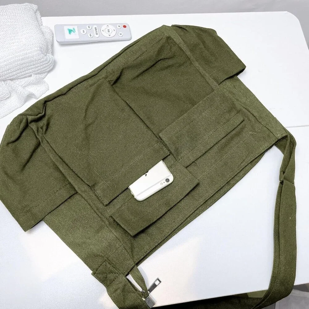 Canvas Messenger Bag Unisex Large Travel Crossbody with Fairy Grunge Bracelet
